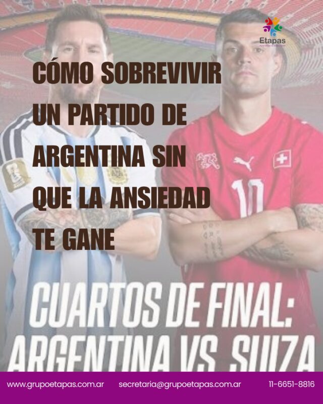 Hoy Argentina - Suiza por los cuartos 🇦🇷⚽ Después de los nervios que nos dejó Egipto, te dejamos algunas herramientas desde las terapias contextuales para transitar la ansiedad del partido sin que te arruine el disfrute. Guardalo antes de las 22h 💛#SaludMental #Ansiedad #TerapiaContextual #ACT #Mundial2026 #ArgentinaSuiza #GrupoEtapas