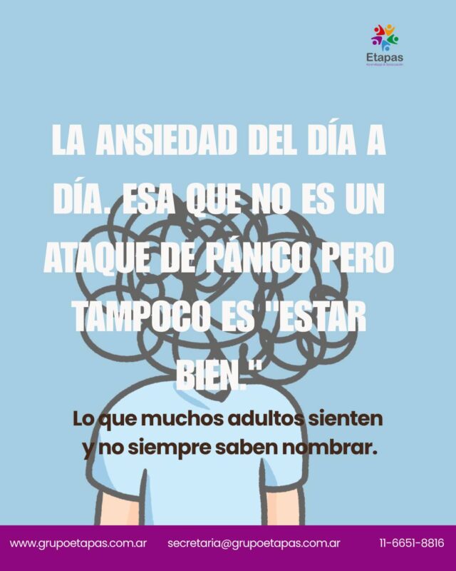 Hay una ansiedad que no colapsa, pero que cansa.La mente que no para. El cuerpo tenso. La dificultad para desconectarse aunque uno quiera.Mucha gente la lleva así durante años, funcionando, sosteniendo,  sin darse cuenta de que hay algo que se puede trabajar.Hoy les compartimos cómo se ve esa ansiedad del día a día y qué ayuda realmente.📍 Atención presencial en Lanús📩 [link en bio]#ansiedad #saludmental #adultos #bienestar #psicología #estrés #autocuidado #grupoetapas