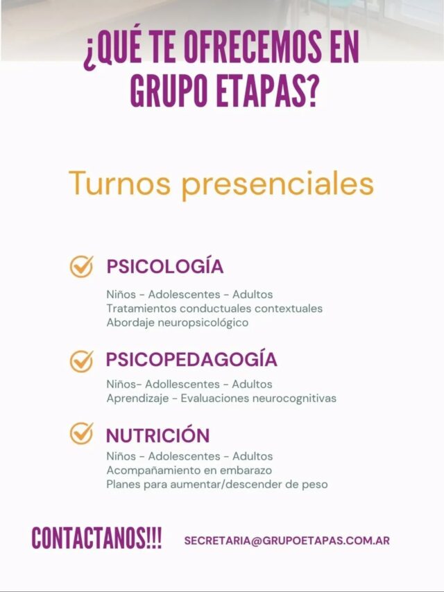 Nos encontramos realizando admisiones para turnos presenciales.🤗 Psicologia: Martes y jueves por la mañana,🤗 Psicopedagogia: Miércoles por la mañana,  viernes por la tarde🤗 Nutrición: Viernes por la tardeSolicita tu turno por mensaje privado!