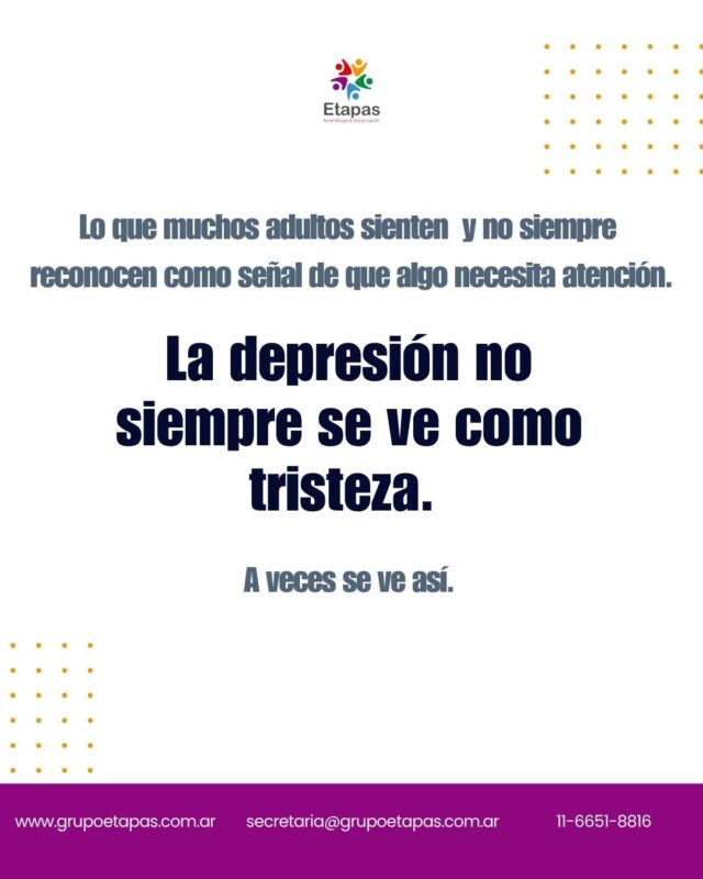 La depresión no siempre se ve como tristeza profunda.A veces se ve como indiferencia. Como cansancio que no pasa. Como irritabilidad sin causa clara. Como ganas de nada sin poder explicar bien por qué.Y muchas personas la llevan así durante meses, funcionando, sin reconocer que algo necesita atención.Hoy hablamos de esa depresión más silenciosa, y de por qué cuesta tanto dar el paso de pedir ayuda.📍 Atención presencial en Lanús📩 [link en bio]#depresión #saludmental #adultos #bienestar #psicología #ánimobajo #autocuidado #grupoetapas