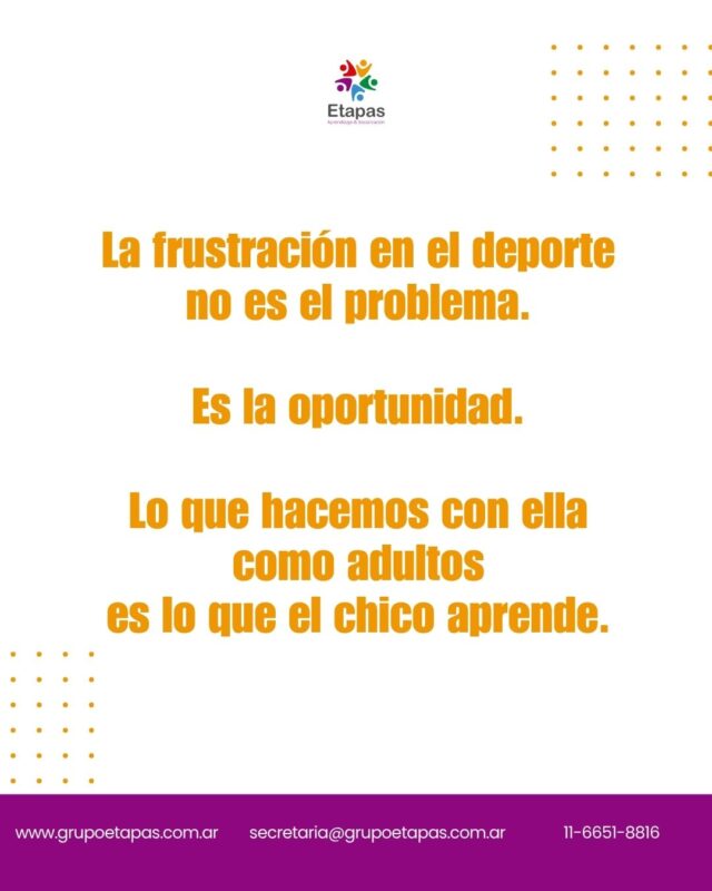 Cuando el chico falla un gol, pierde un partido o no llega a su tiempo,  lo que siente es real. Y merece espacio.Pero lo que más recuerda después no es siempre lo que sintió. Es cómo lo manejamos nosotros.Si el adulto en la tribuna explota, se desinfla o hace el análisis técnico de camino a casa,  eso también es una lección. No la que queremos dar.La tolerancia a la frustración no se enseña con palabras. Se modela.📖 Serie basada en "Entrenar la mente" de César Palmieri.📩 Link en bio#deporte #crianza #frustración #niños #EntrenarLaMente #Palmieri #emociones #grupoetapas