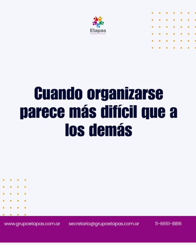 "Soy desorganizado.""Siempre dejo todo para último momento.""No entiendo cómo los demás llegan a todo."Son frases que escuchamos con frecuencia en adolescentes, universitarios y adultos.Y muchas veces generan frustración.Pero detrás de estas dificultades no siempre encontramos falta de interés o falta de esfuerzo.En ocasiones aparecen desafíos relacionados con la planificación, la organización, la gestión del tiempo o la atención.Todas habilidades que forman parte de las llamadas funciones ejecutivas.La buena noticia es que estas habilidades pueden desarrollarse y fortalecerse.Organizarse no es solamente una cuestión de voluntad.También implica aprender estrategias, hábitos y herramientas.¿Con cuál de estas dificultades te sentís más identificado?#Psicopedagogía #FuncionesEjecutivas #HábitosDeEstudio #Organización #GrupoEtapas #ConectandoEtapas