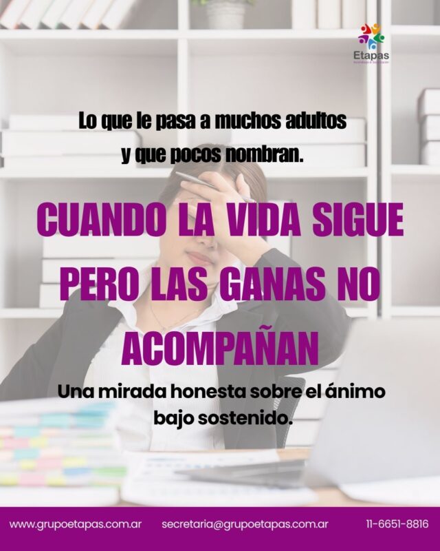 Hay un ánimo bajo que no colapsa, pero que cansa.No es tristeza profunda. Es más bien un gris que se instala. Las ganas que no acompañan. Las cosas que antes importaban y ahora cuestan.Muchas personas lo llevan así durante meses, funcionando, sosteniendo, sin darse cuenta de que hay algo que se puede trabajar.Hoy hablamos de eso. Y de qué ayuda realmente a moverlo.📍 Atención presencial en Lanús📩 [link en bio]#animobajo #saludmental #adultos #depresión #bienestar #psicología #autocuidado #grupoetapas