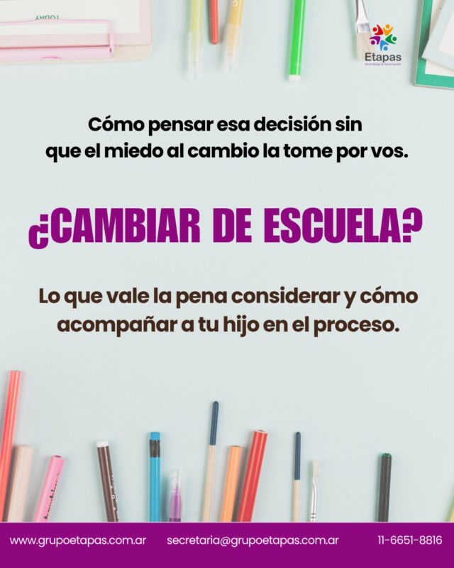 Luego del receso de invierno, muchas familias comienzan a hacerse la pregunta: ¿cambiamos de escuela?No hay una respuesta universal. Pero hay preguntas que vale la pena hacerse antes de decidir.Hoy les compartimos cómo pensar esa decisión y cómo acompañar a a los chicos en el proceso.📍 Atención presencial en Lanús📩 [link en bio]#escuela #cambioescuela #crianza #familias #saludmental #adolescentes #niños #grupoetapas