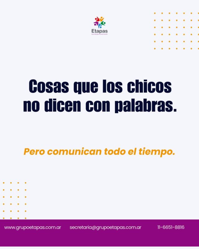 Los chicos rara vez dicen "estoy triste" o "me siento solo". Pero lo muestran todo el tiempo.En cómo duermen, en cómo comen, en cómo juegan, en cómo reaccionan. En ese dolor de panza que aparece siempre los lunes. En el cambio de humor que no tenía explicación.Aprender a leer esas señales no es fácil. Y no tenés que hacerlo solo.Guardá este post si te fue útil, y si querés hablar sobre lo que está pasando con tu hijo o hija, podés escribirnos cuando quieras.📍Turnos presenciales en Lanús📩 secretaria@grupoetapas.com.ar#crianza #niños #emocionesinfantiles #maternidad #paternidad #saludmental #familias #grupoetapas